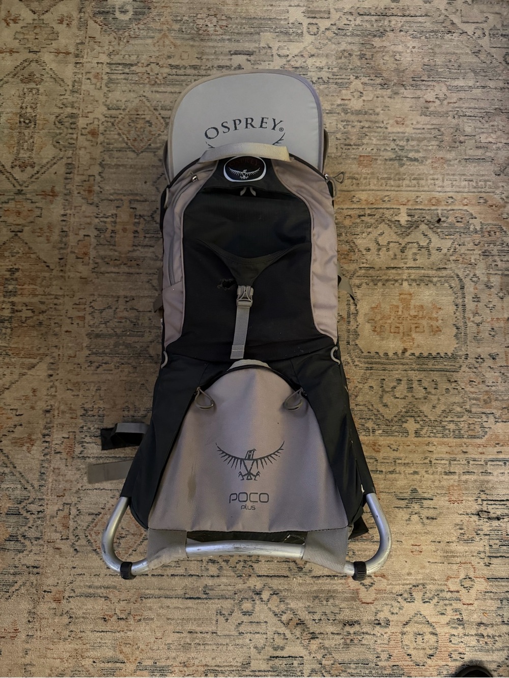 OSPREY Poco Plus Child Carrier Backpack in Black and Gray